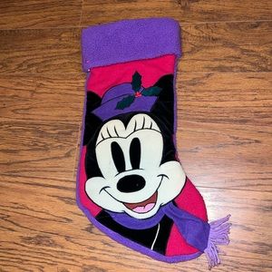 Vintage Disney Store Minnie Mouse Scarf Christmas Stocking 21” Fleece Purple
